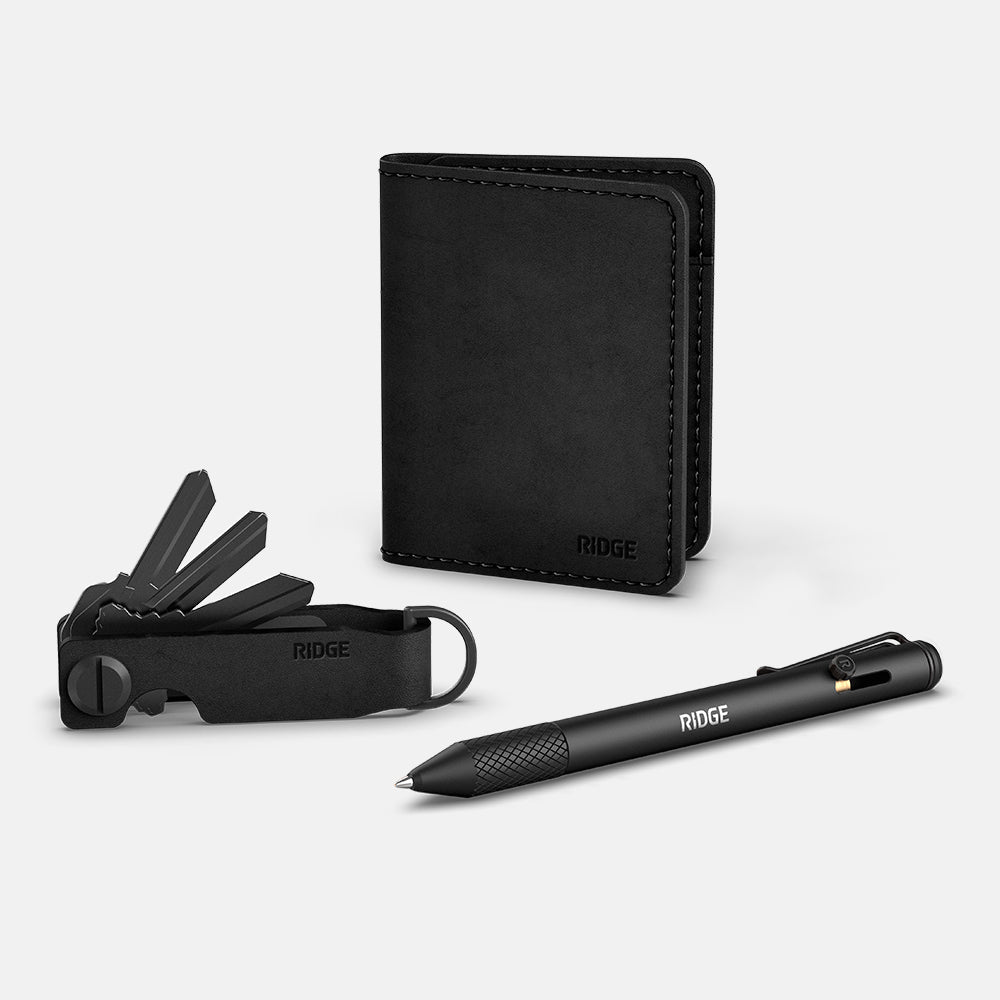 Daily Writer Kit - Bifold - Midnight Black Leather