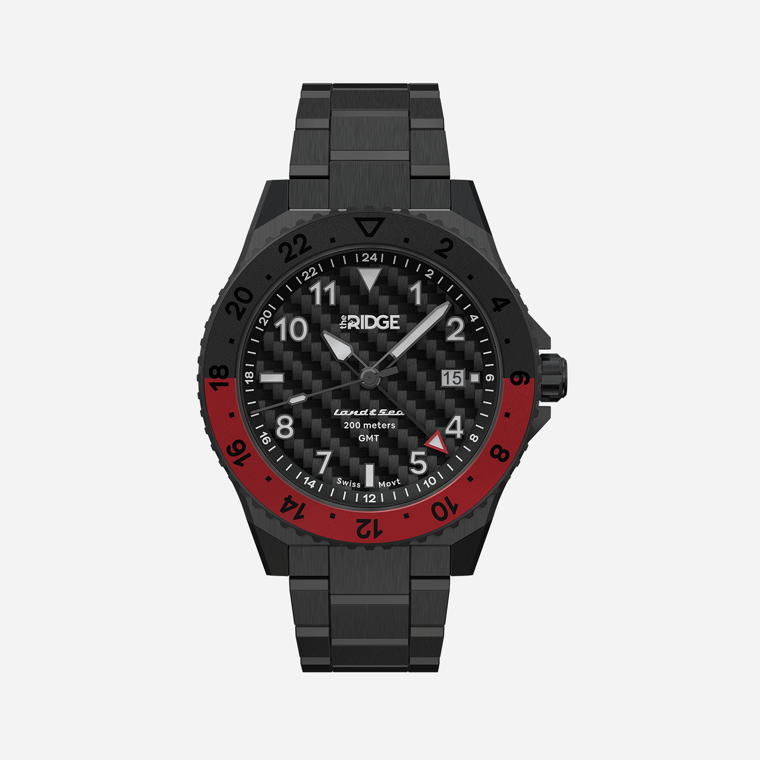 Ridge Land & Sea GMT Watch 42mm - Carbon Fiber 3k